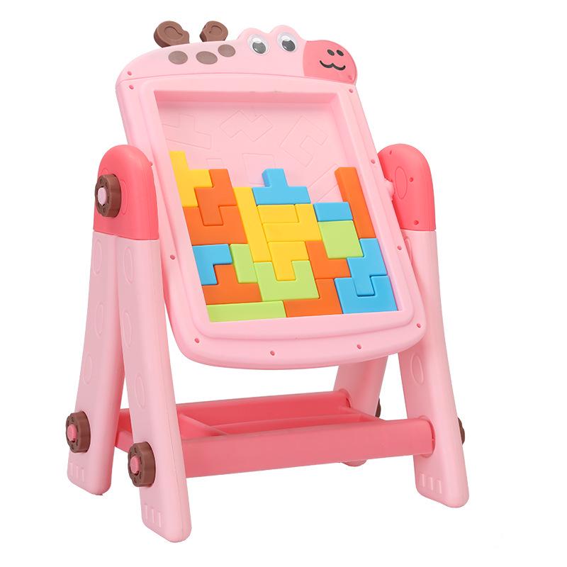 

Детский двусторонний мольберт для рисования с большой доской для рисования и русскими кубиками