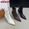 Fashion Fashion Stretch Women Ankle Boots With Heels Shoes Female Zippers Footwear Pointed Toe Ladies Short Boots Shoes Pumps