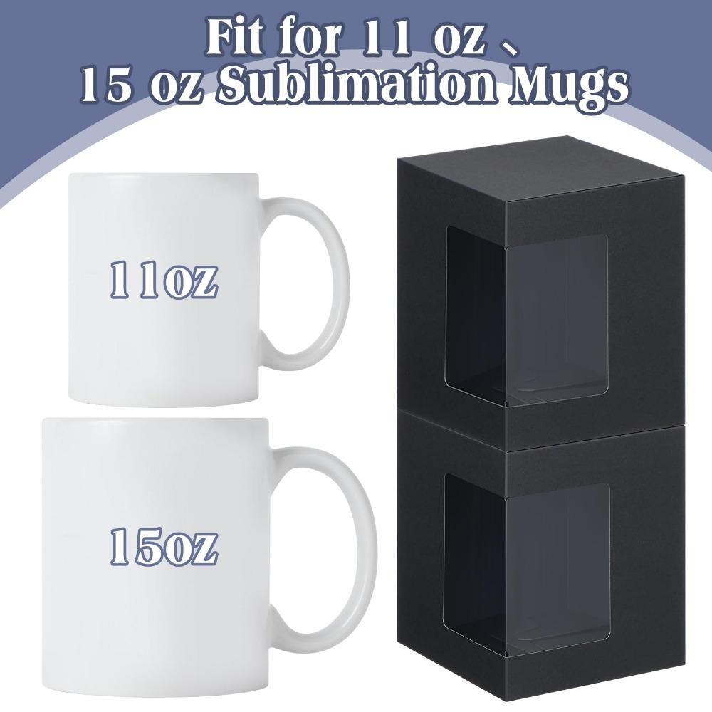 20pcs Mug Boxes for Gift Coffee Mug Gift Box with Clear Window Gift Packaging Box Graffitable Treat Boxes Ceramic Blank Coffee Mugs Cups Gift Wrapping