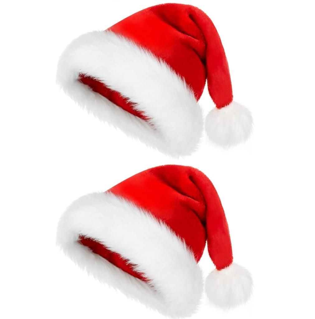 2PCS  Santa Hat for Kid Boys Girls Christmas Hat Bulk Xmas Holiday Velvet Hat for Children New Year Festive Holiday Party