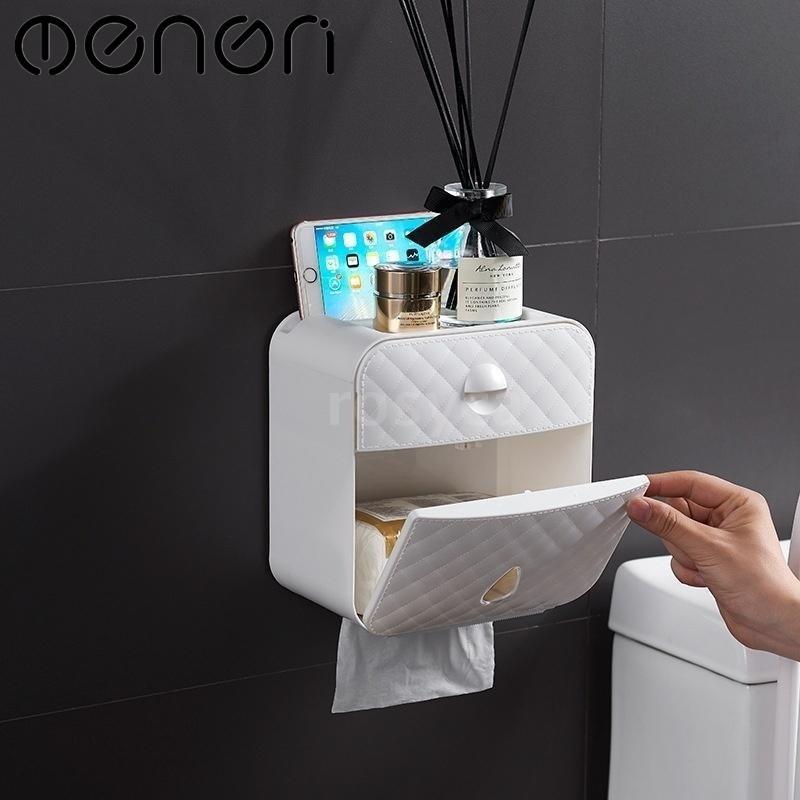 MENGNI Portable Toilet Paper Holder Leather Double Storage Box Waterproof Paper Dispenser For Toilet Home Bathroom Accessories