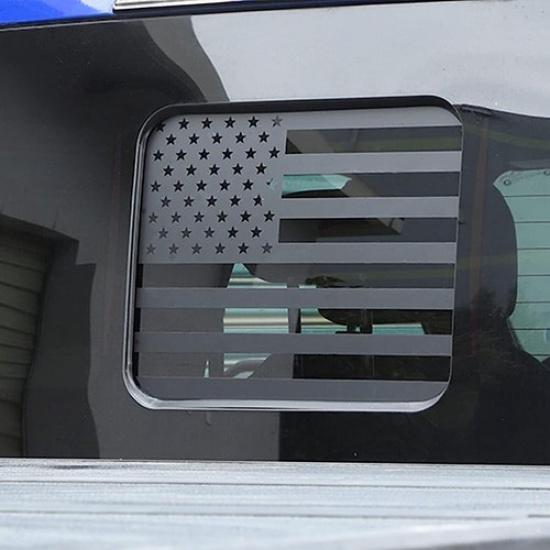 2015-2024 Ford F150 F250 F350 Back Middle Window American Flag Decal Sticker BLK