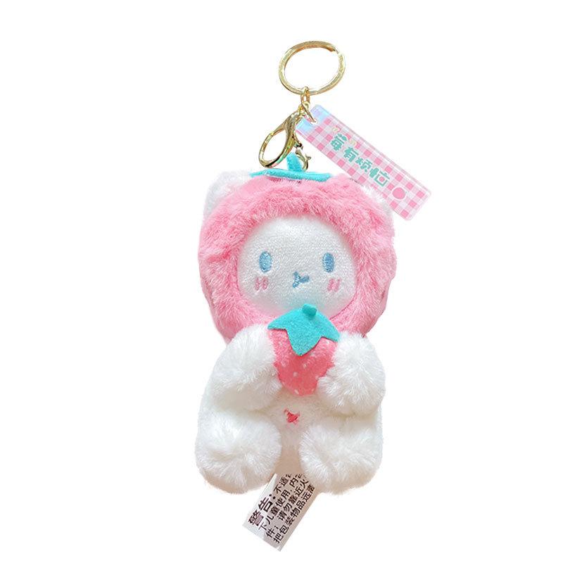 Cute Fruit Bear Plush Doll Pendant Cartoon Doll Couple Bag Pendant Keychain Small Gift