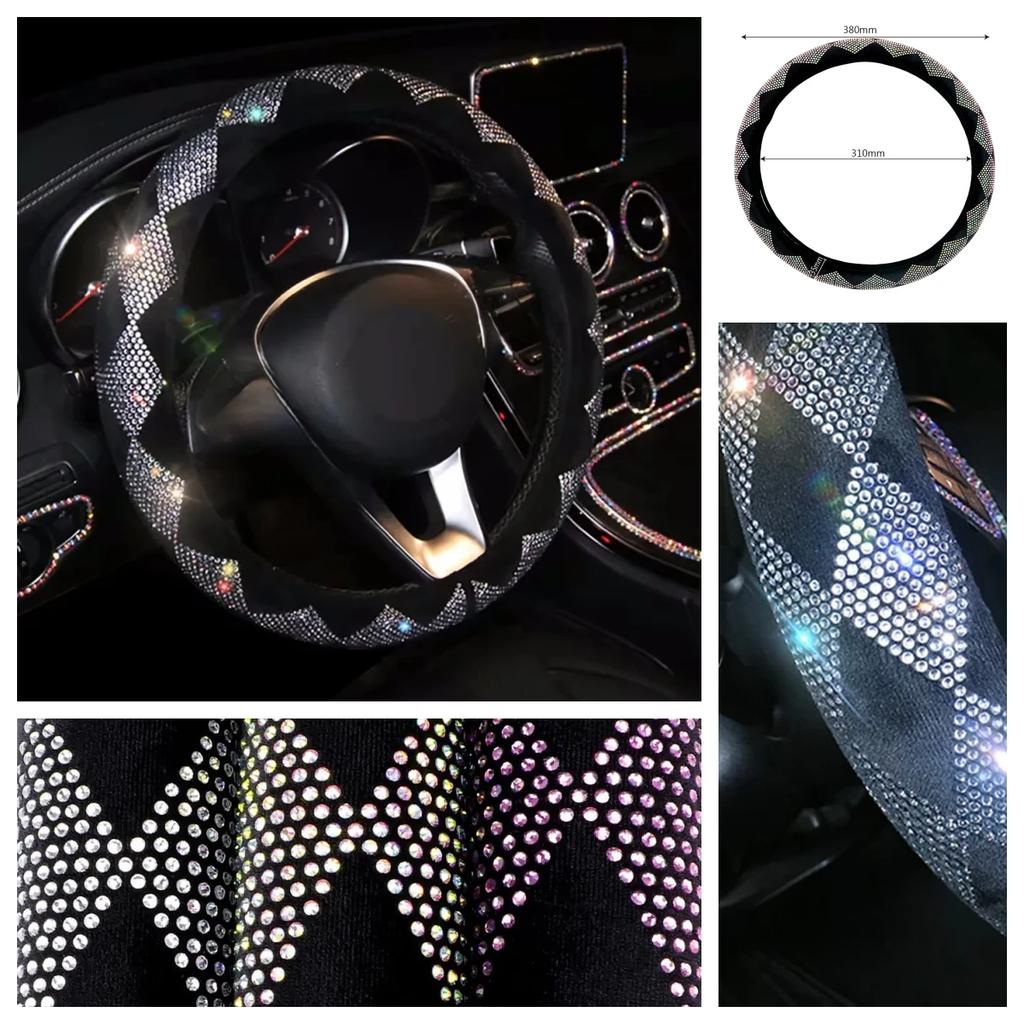 New Car Steering Wheel Cover Fashion Full Drill Four Seasons Hot Press Drill Non-slip No Inner Ring Handlebar Cover Universal
