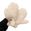 Winter Riding Plus Velvet Thickened Warm and Cold-proof Lamb Velvet Bear Label Cute Gloves for Women Halter Neck Student Gloves