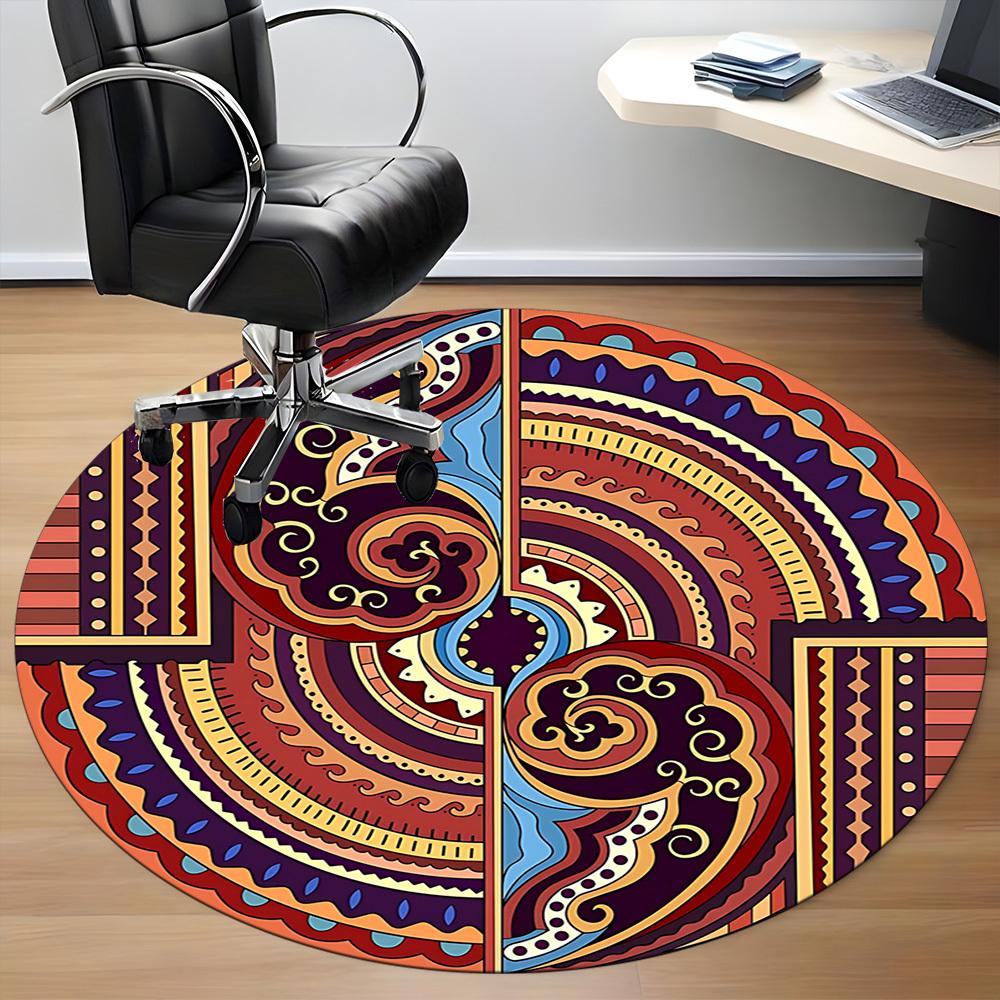 1pc Mandala Office Round Rug, Non-slip, Soft and Durable Office Rug for Interior Decoration, Perfect for Office, Beautiful Decoration Yy260324003