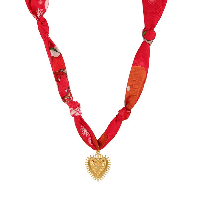 Cross-Border Love Heart Copper Beaded Necklace for Girls & Women - Christmas Collection