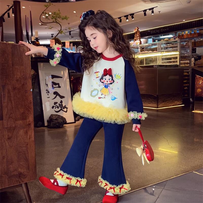 MIMIHELLO Girls  Trendy Winter Sweatshirt & Sweatpants Set 130cm