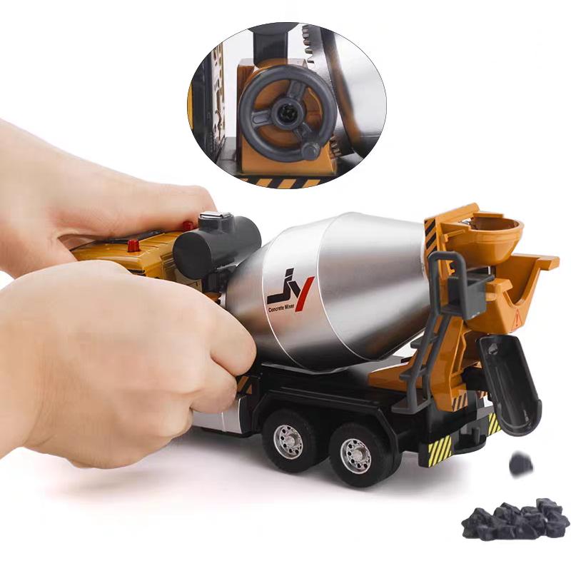 Engineering Vehicle Cement Mixer & Transport Truck Simulation Diecast & Toy Vehicles Sounds & Light Pull Back Car 1:50 Alloy Model