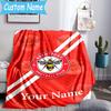 Custom Name Brentford Football Club Crest Flannel Blanket, Use for Birthday/Holiday Gift, Soft Blanket for Sofa/Bed/Camping/Office, Home Decor