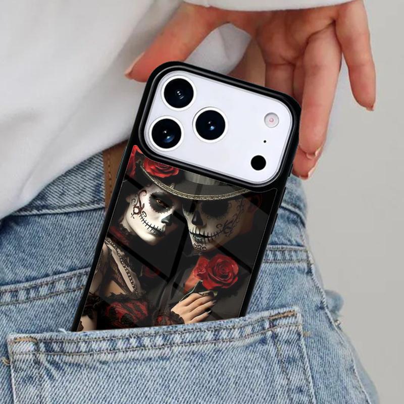 Catrina Beautiful Rose Girl Skull Phone Case for iPhone 16e 15 14 13 12 17 Pro Max Plus Air 17pro Cover Coque