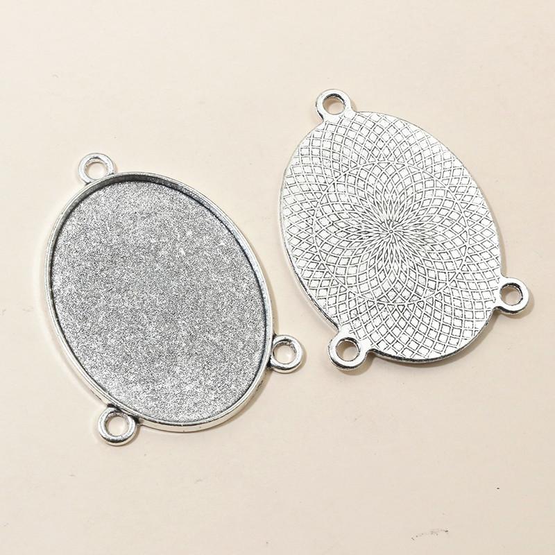 5-40pcs 3-Loops Oval Prndant Cabochons Blank Base Setting DIY Necklace Bracelet Jewelry Making Accessories Findings