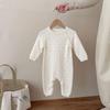 Girls' 100% Cotton Long-Sleeve Bodysuit - Korean Style Knit for Spring/Autumn