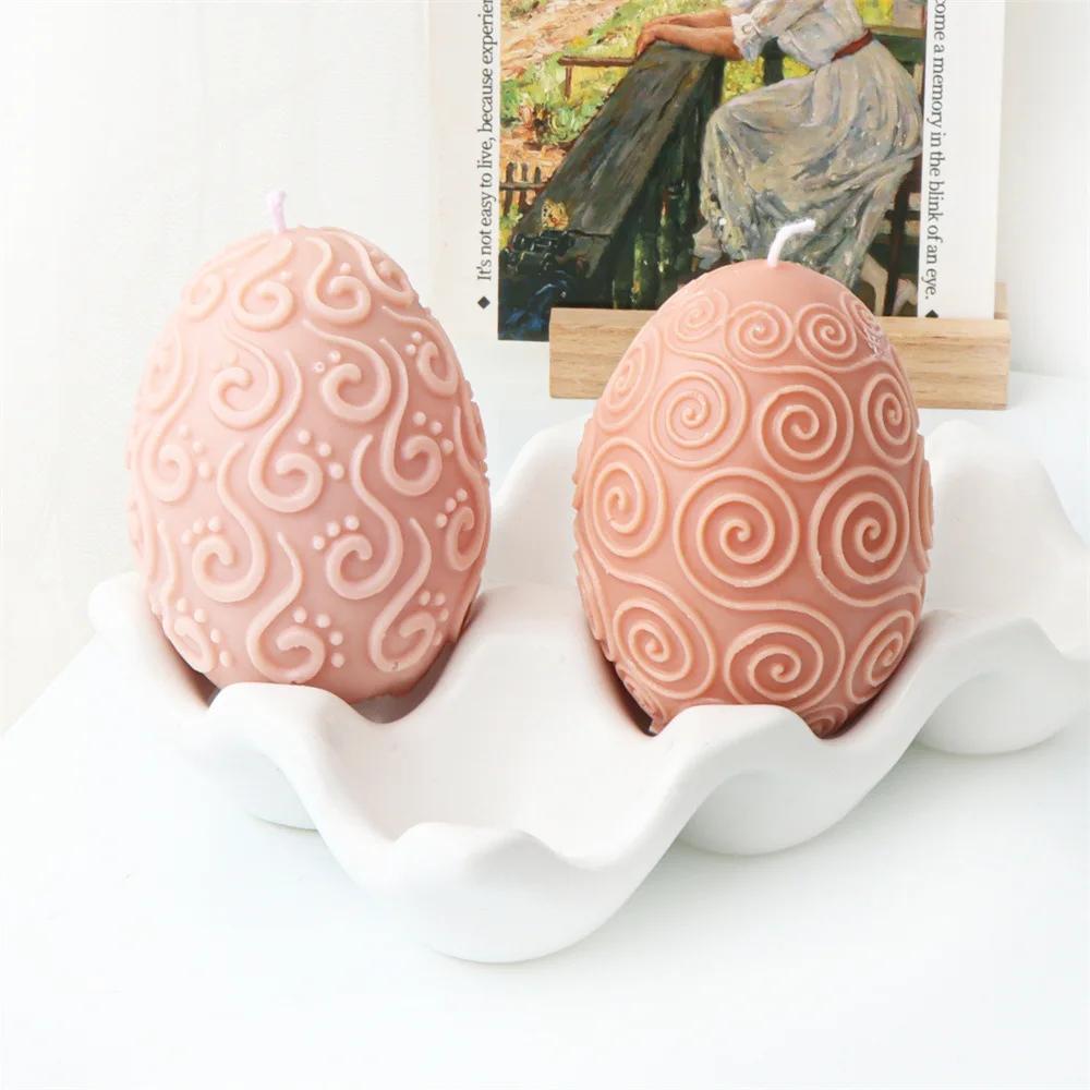 DIY Rattan relief Easter egg candle silicone mold lace flower pattern egg candle mold cloud relief egg resin mold christmas gift