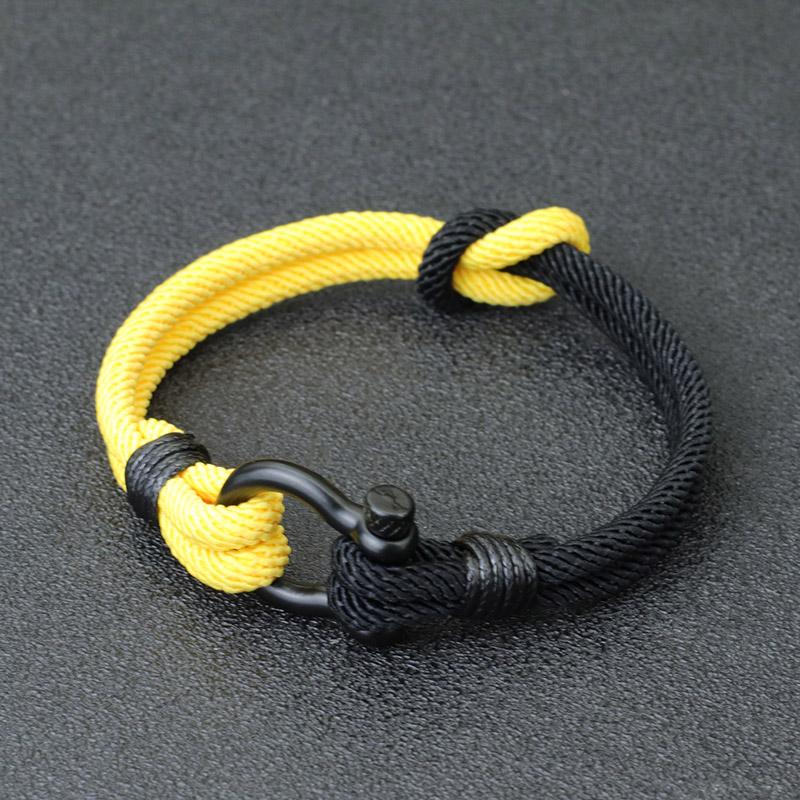 Concentric Knot Men Bracelet Blue Yellow Braclet Detachable Stainless Steel Horseshoe Clasp Ukrainian Flag Color Braslet Homme