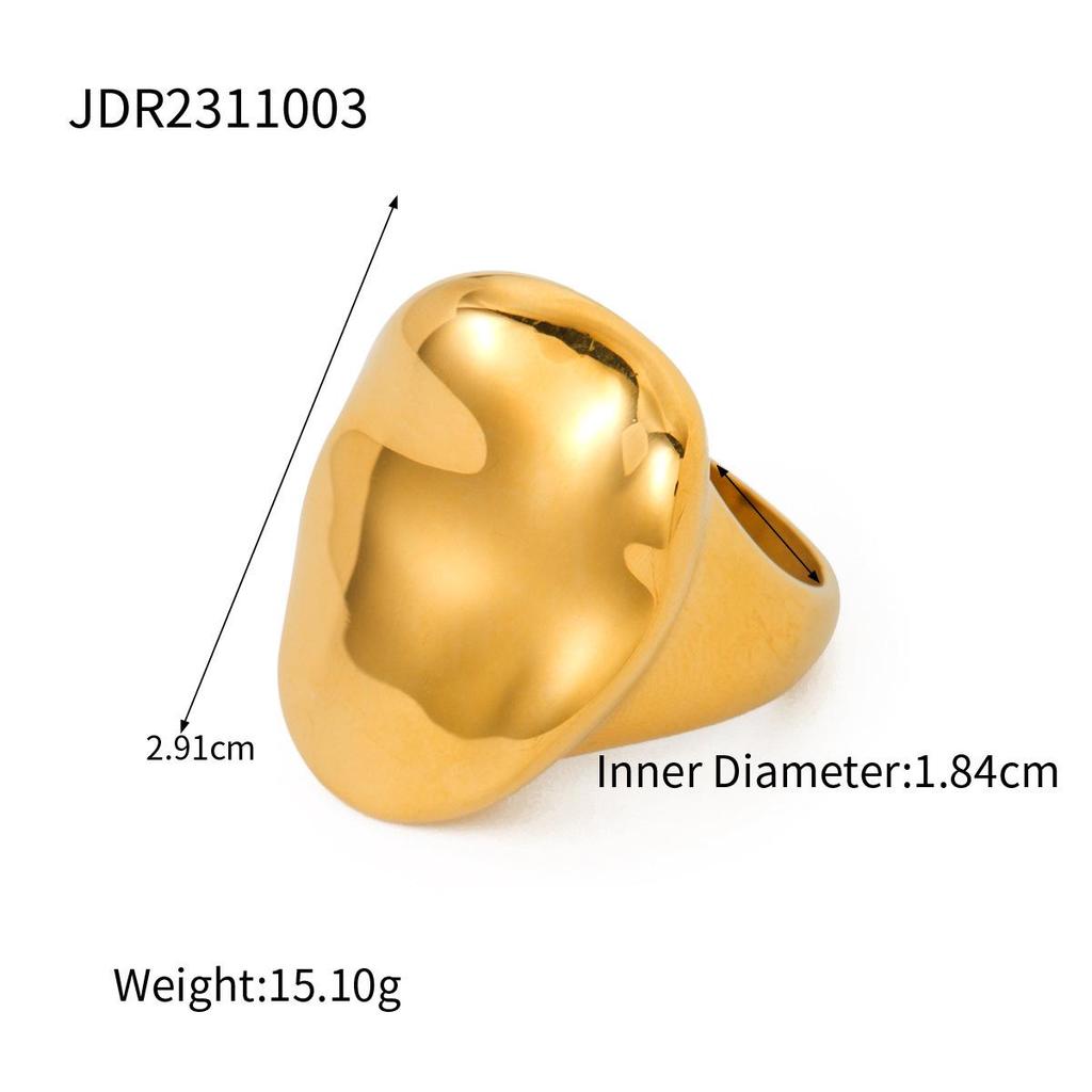 18K Gold Stainless Steel Polished Ring: European & American Fashion, High-End Non-Fading Women's Jewelry