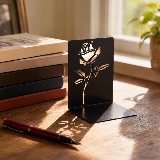 2 Pcs Metal Bookends L-Shaped Reinforced Support Book Holder with Non-Slip Pads