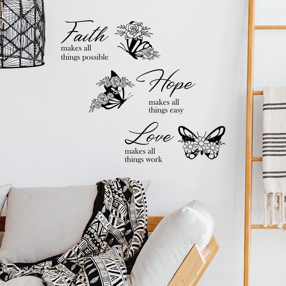 WZ9020 Inspirierender englischer Slogan Schmetterling Kommerzieller Ort Schlafzimmer Arbeitszimmer Zuhause Verschönerung Dekoration Wandaufkleber