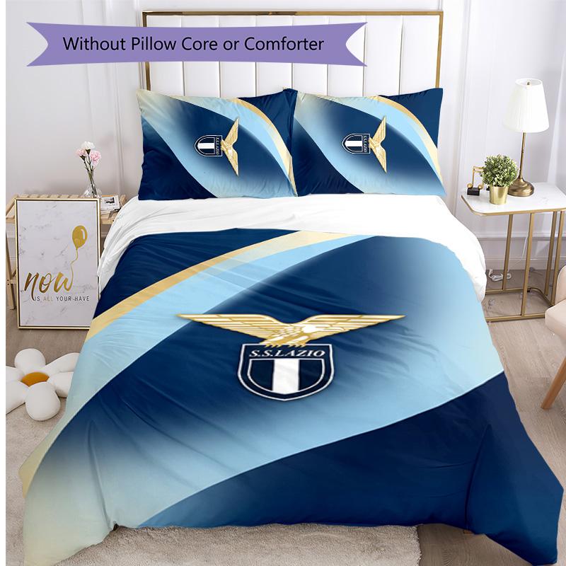 Lazio FC Printed 3PCS Bedding Set Breathable Duvet Cover with Pillowcases Decorative Bed Linen for Bedroom Home