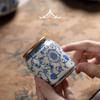 Small Blue and White Chinese-Style Ru Kiln Tea Caddy - Portable Sealed Porcelain Storage Jar