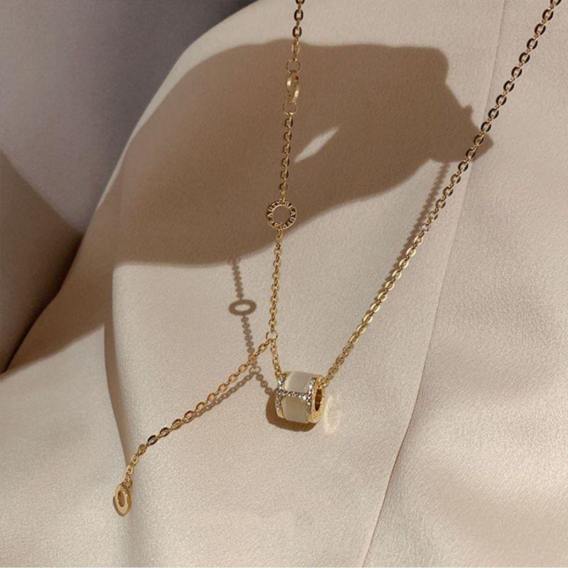 South Korea Dongdaemun Diamond-Set Opal Small Waist Necklace Cold Wind Necklace Beautiful Collarbone Chain