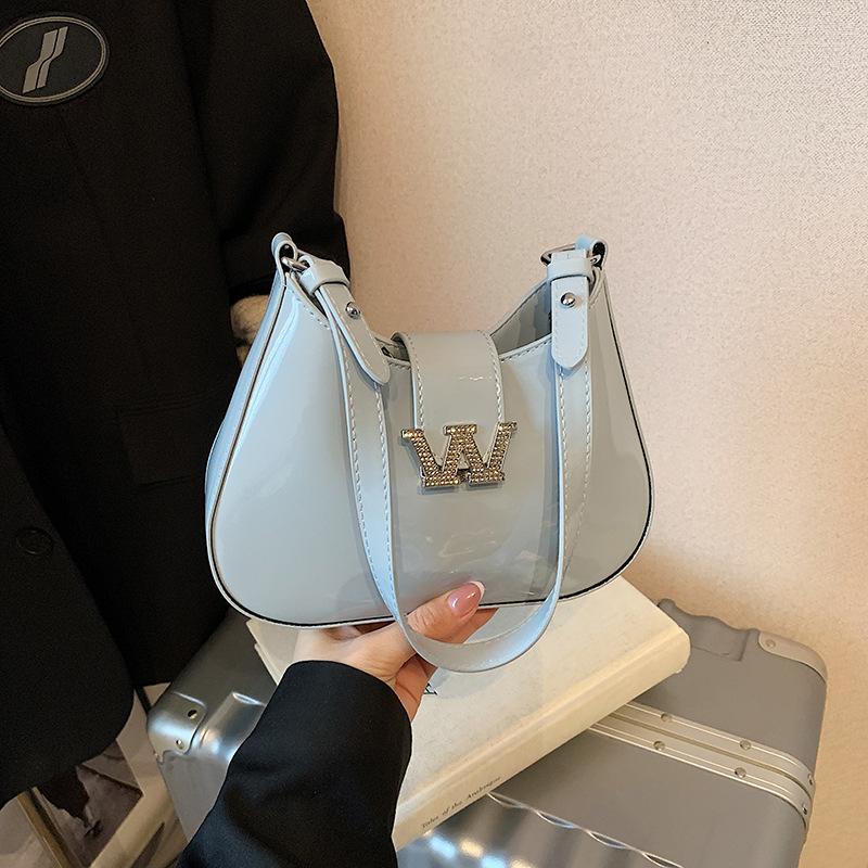 New fashion niche popular patent leather W armpit bag portable shoulder messenger women's bag