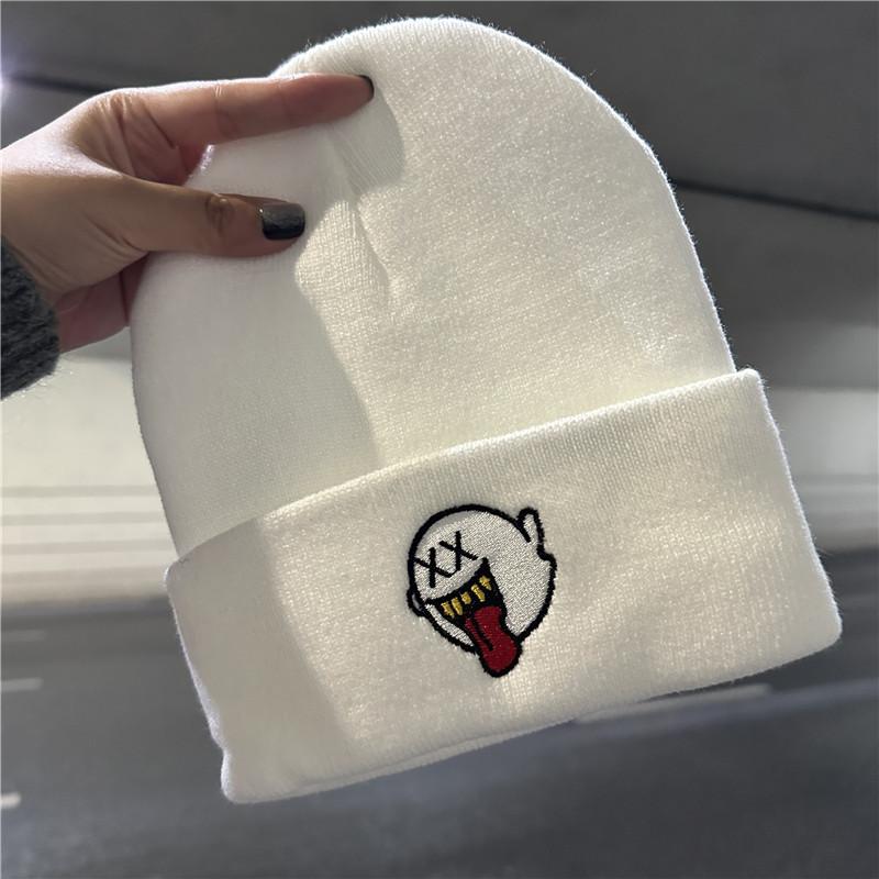 

Шляпа женская осенне-зимняя универсальная вышитая шерстяная шапка теплая и ветрозащитная вязаная шапка для улицы пуловер холодная шапка мужская One size