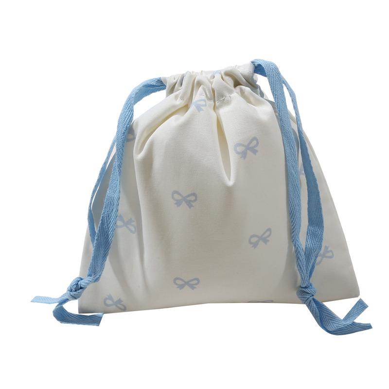 Diaper Pouch Canvas Bundle Pocket Portable Bow Printed Drawstring Storage Bag Medium Large Drawstring Hanging Bag Shopping