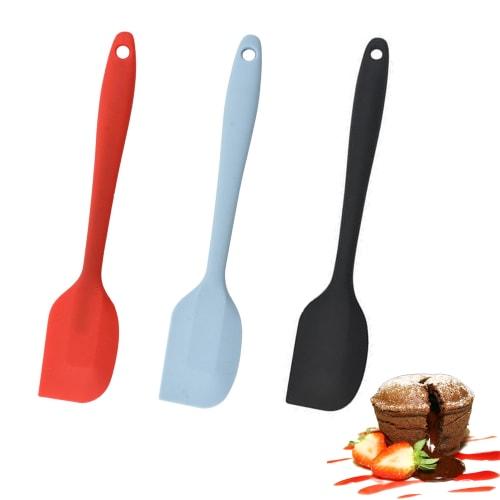 DEVENTORZ Rubber Spatula, Silicone Spatula, Heat-Resistant Kitchen Tool, Dishwasher Safe, Silicone Baking Utensil for Cooking and Baking (Red, Blue, a