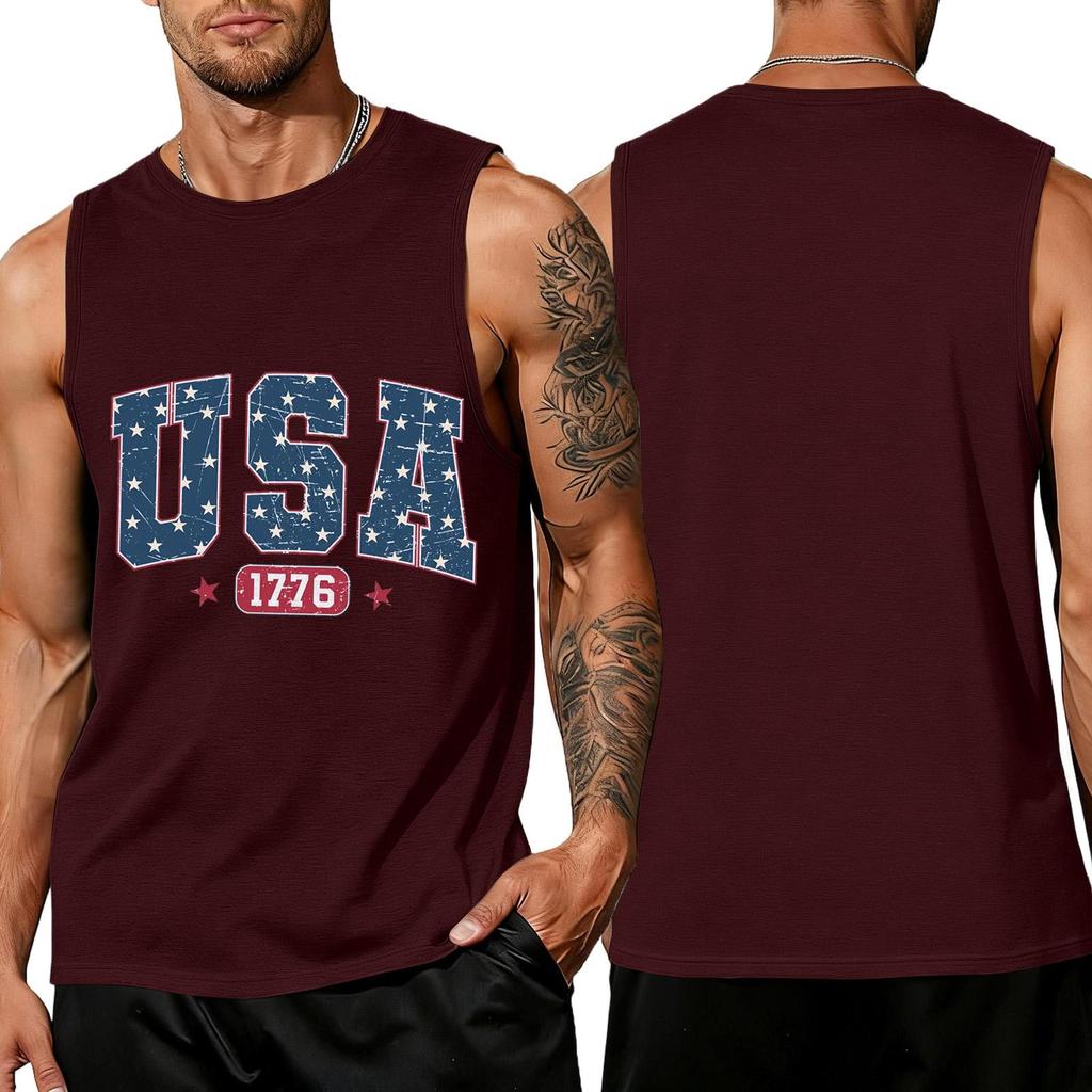 Men's Sleeveless Tank Top Casual Loose Fit Summer Daily Wear Lightweight Breathable Fabric Printed Design