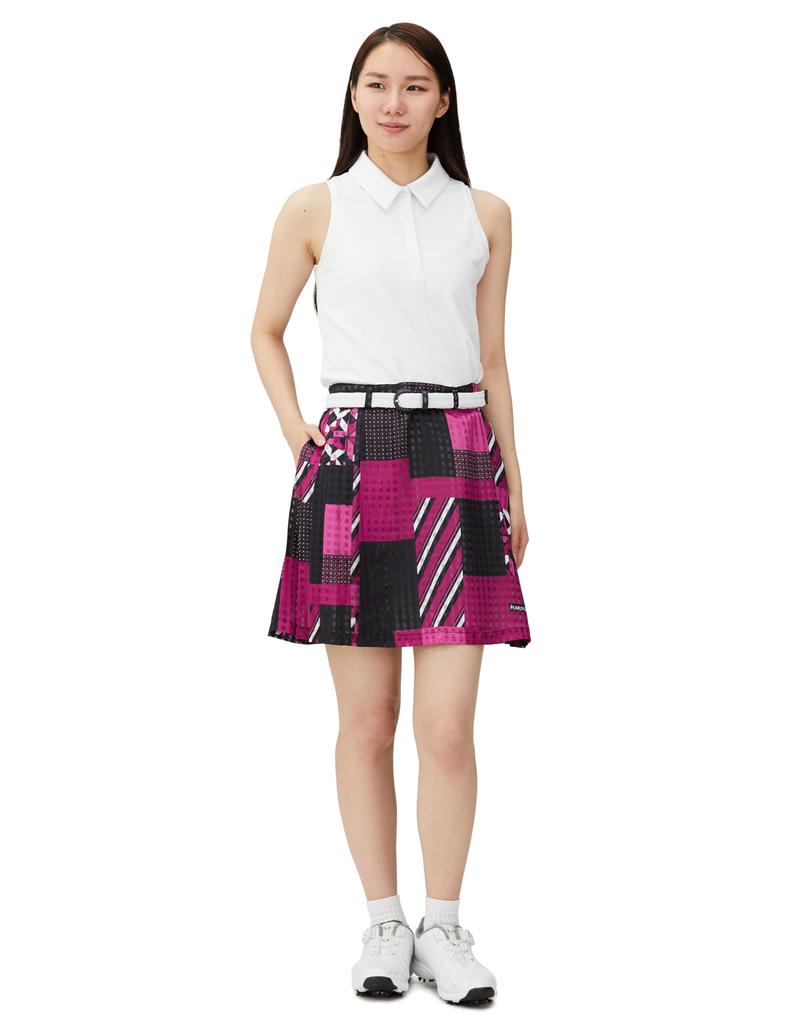 Skirt Panel Golf Base 1 [Pearly Gates] Women's (Geometric Print/Sheer Check) / / 055-3234022 091_Pink [M]
