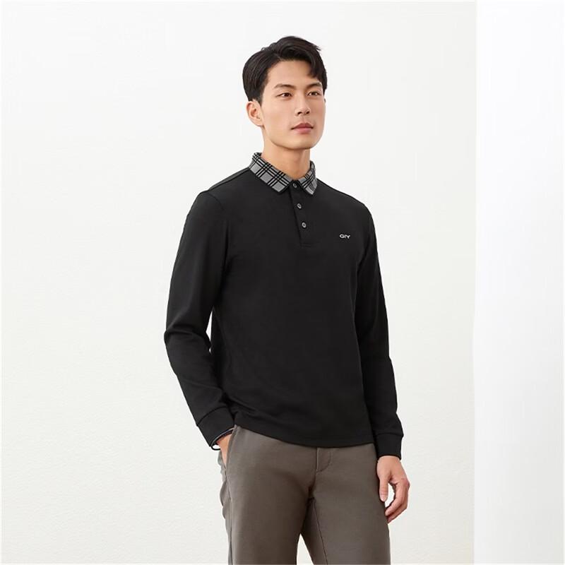 Goldlion Men's Wool Blend Long Sleeve Polo Shirt