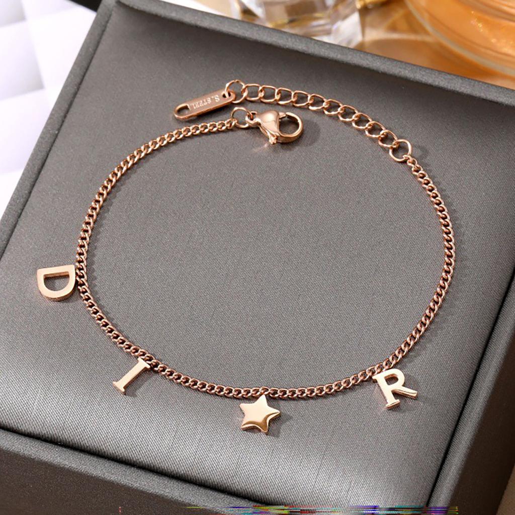 Korea Fashion Letter Star Pendant Bracelet Woman Simple Vintage New Style Creative Bracelet Luxury Zircon Accessories Gifts