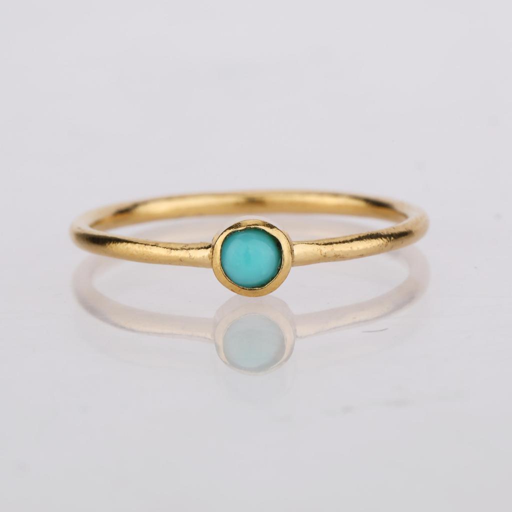 Turquoise Cabochon Ring 925 Sterling Silver Minimalist Stackable Ring