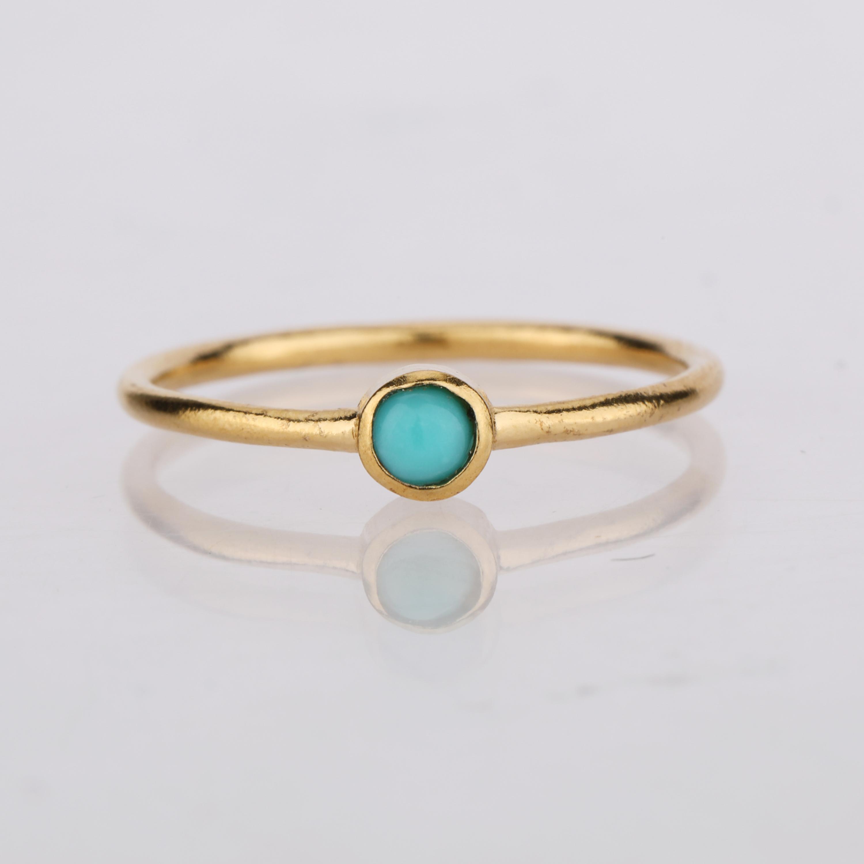 

Turquoise Cabochon Ring 925 Sterling Silver Minimalist Stackable Ring 6 небо синє кольору