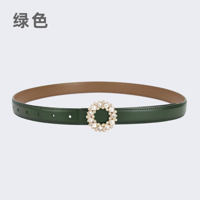 

Четыре сезона в наличии ремни женская мода универсальные модные украшения костюмы тонкий ремень из коровьей кожи с бриллиантами натуральная кожа Ins стиль джинсовый ремень 105cm