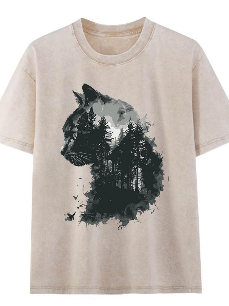 T-shirt da donna a maniche corte con stampa di lettere americane retrò effetto invecchiato Hip Hop