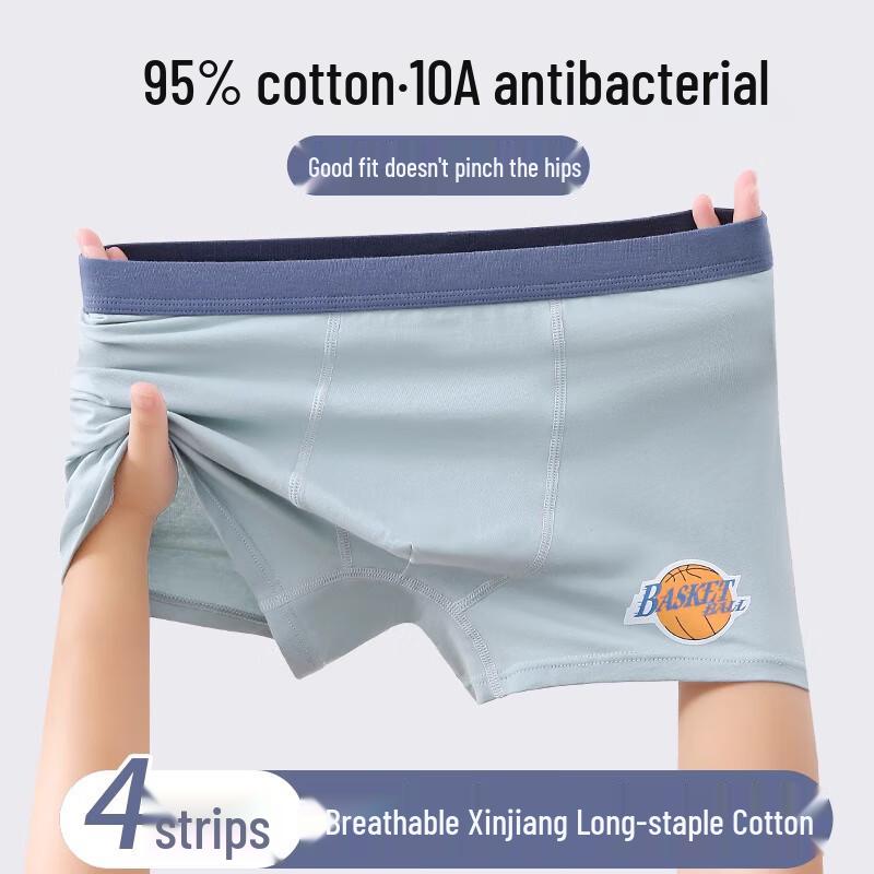 Langsha Boys' Antibacterial Cotton Boxer Briefs 4-Pack