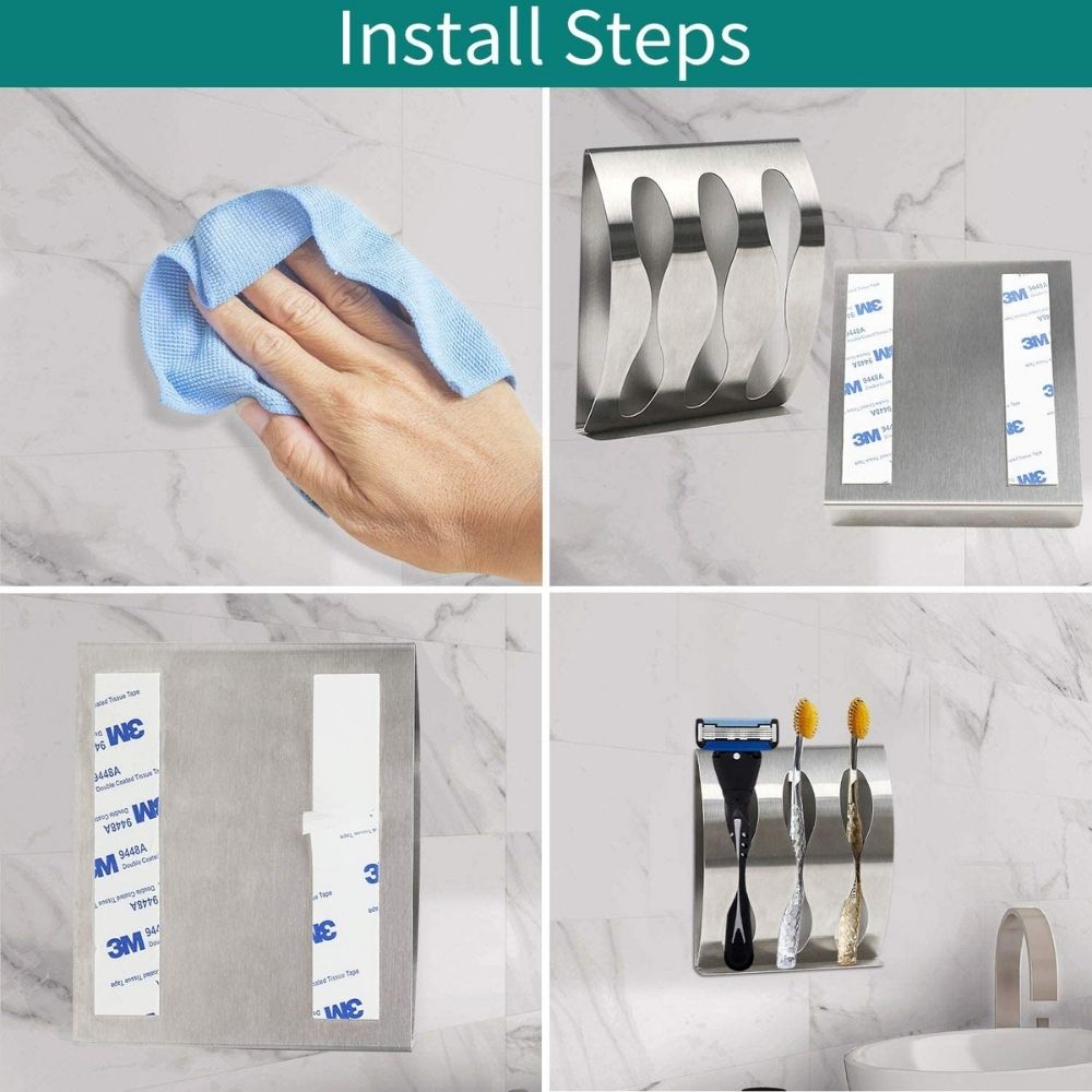 Stitch-Zahnbürstenhalter, Wandmontage, Rasiererhalter, Zahnbürstenabfluss-Aufbewahrungsregal, Edelstahlregal, Badezimmer-Zubehör
