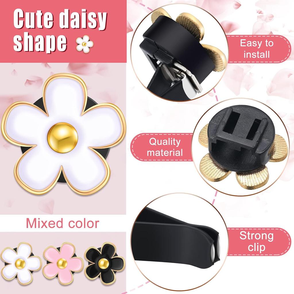 Frienda 6 Pcs Daisy Flower Air Vent Clip Accessories Air Conditioning Outlet Clip Car Air Freshener Dashboard Accessories Charm Car Inter Decor(3 cm,