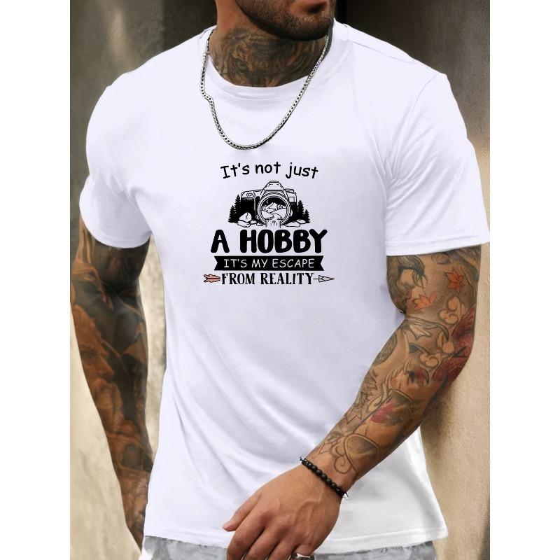 European sizes Men'S Camera Pattern Summer Casual Crew Neck Short T-Shirt