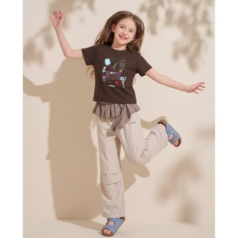 Montagut Girls' Cartoon Print Short Sleeve T-Shirt
