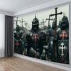 2D Medieval Knight Tapestry, Gothic Templar Warrior Wall Art for Home Decor