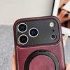 For iPhone 17 Pro Magnetic Case Calf Texture PU+TPU+PC Kickstand Phone Cover