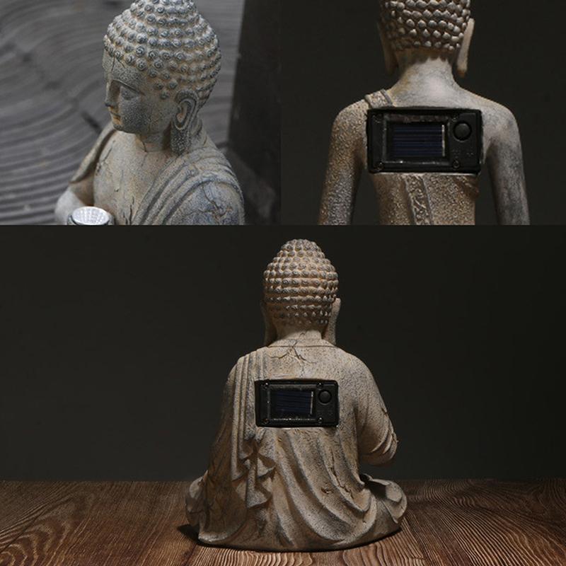 Reçine Güneşli Buda Heykeli Bahçe Dekorasyonu Işıklı Zen Asya Japon Bahçe Dekorasyonu Dış Mekan Ön Sundurma Veranda Avlu Heykeli