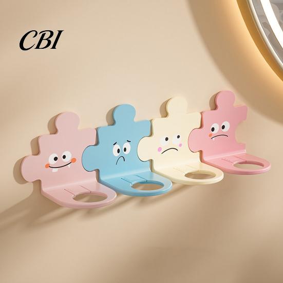 Waterproof Plastic Hanger Wall Mounted Shampoo Holder Hook, Cute Cartoon Splicing Design, Self Adhesive Multi Functional Storage Hook Bottle