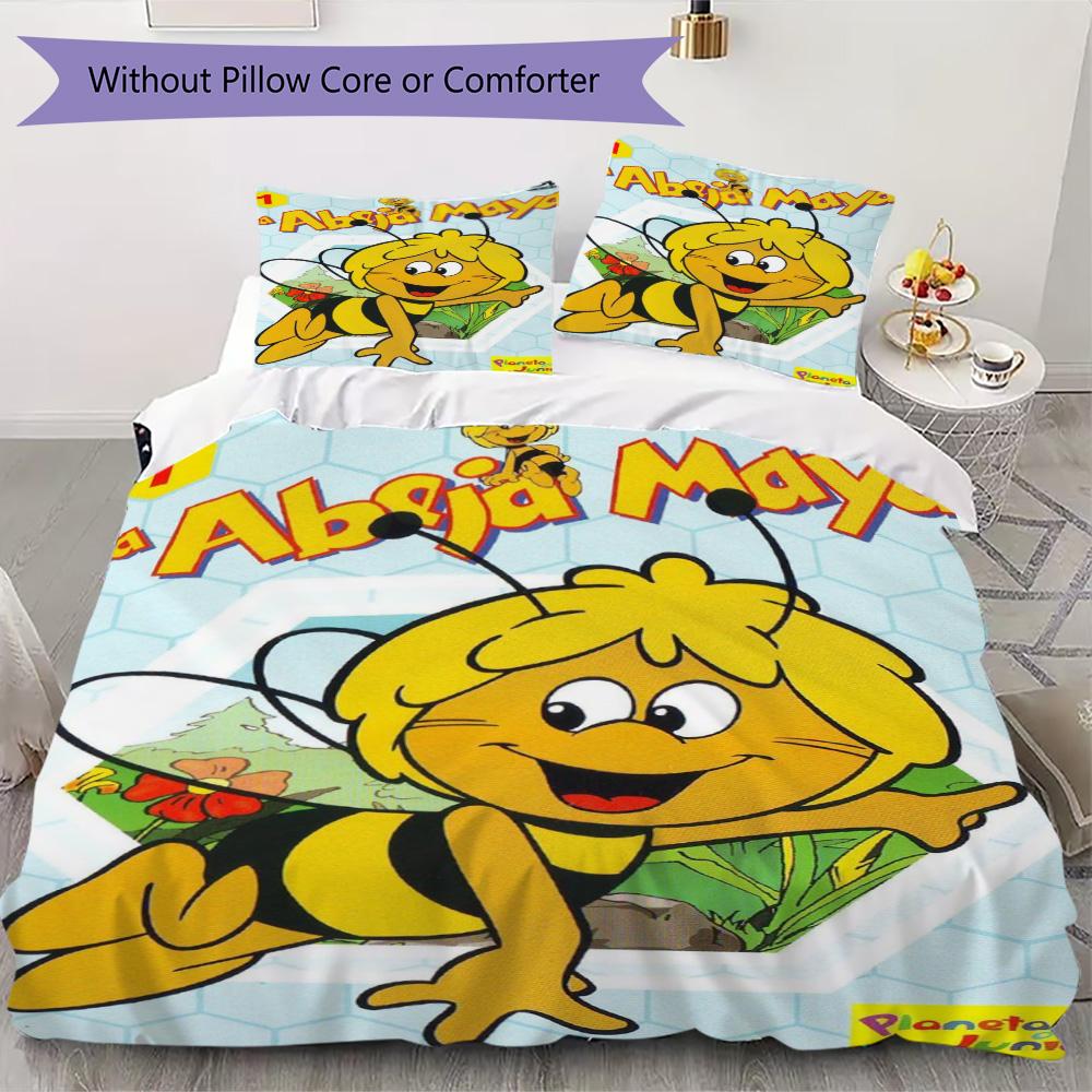 Cartoon bees and Maya Pattern Bedding,Quilt Set Quilt Cover Pillowcase Home Birthday Gift (1*duvet cover+2*pillowcase,without core)XSJT0917368