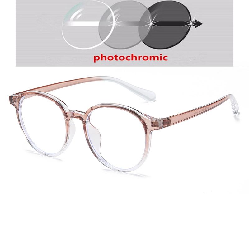 Transparent Blue Frame Blue Light Blocking Round Minus Diopter Glasses Prescription 0 To -6 0