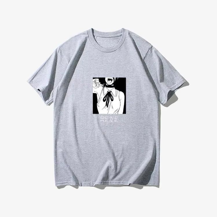 2025 Zimní a podzimní tričko s motorovou pilou Merch Ďábel Bomba Reze Krátký rukáv Anime Japonský styl Černé tričko Oblečení