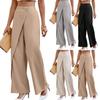 Damskie Modne Nieregularne Szyte Spodnie Garniturowe Casualowe Spodnie z Prostymi Nogawkami